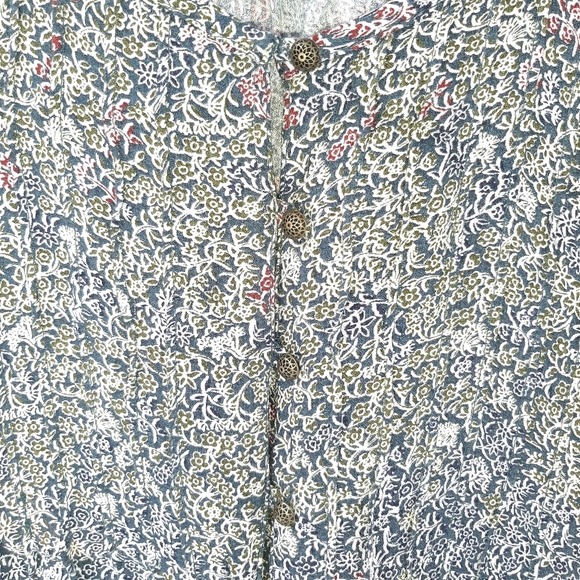 Lucky Brand | Blue red floral long sleeve top sz S - Picture 2 of 5